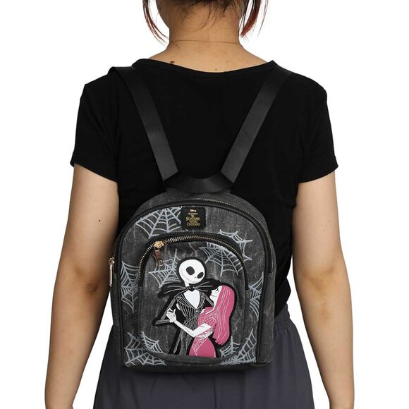 Nightmare Before Christmas Jack and Sally Mini Backpack with Zero Coin ID Wallet - Picture 2 of 13